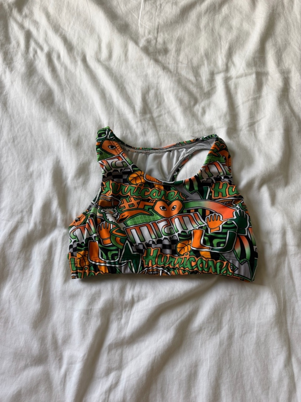 Miami Hurricanes Sports Bra - Green & Orange